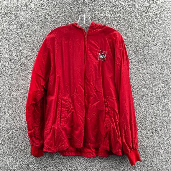 Vintage Champion Hooded Nebraska Cornhuskers Jacket Mens Large Red - Picture 1 of 8